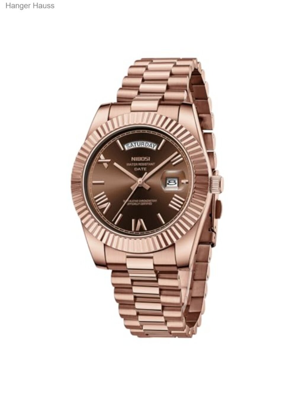 Men's Analog Quartz Watch Rose Gold Stainless Steel Day Date